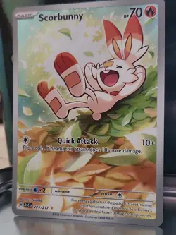 Scorbunny 225/217 Full Art Rare Holo Scarlet & Violet Card 70 HP Basic - Image 1