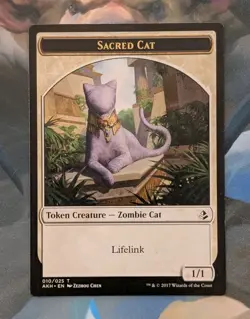 MTG Amonkhet Token SACRED CAT #10 NM - Image 1