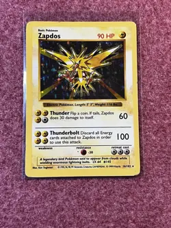DMG Pokemon TCG Zapdos Base Set Shadowless Holo Rare 16/102 Damaged Scratched - Image 1