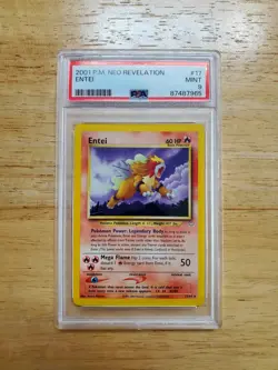 Pokemon PSA 9 MINT 2001 Entei 17/64 Neo Revelation Rare Card - Image 1