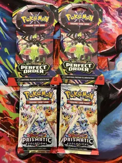 Pokemon Mega Evolution Perfect Order & Prismatic Evolutions Booster Pack Lot - Image 1