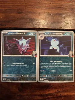 Pokemon TCG Team Rocket’s Nidoran 114/182 & Nidorina 115/182 Reverse Holo LOT! - Image 1