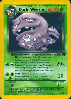 DARK WEEZING 31/82 RARE TEAM ROCKET POKEMON UNLIMITED MP - Image 1
