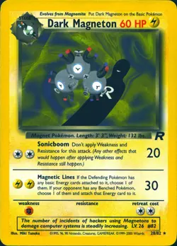 DARK MAGNETON 28/82 RARE TEAM ROCKET POKEMON UNLIMITED MP - Image 1