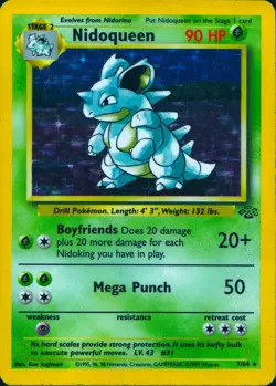 NIDOQUEEN 7/64 HOLO RARE JUNGLE POKEMON UNLIMITED HOLO MP - Image 1