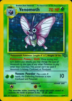 VENOMOTH 13/64 HOLO RARE JUNGLE POKEMON UNLIMITED HOLO MP - Image 1