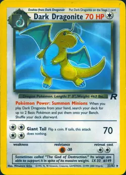 DARK DRAGONITE 22/82 RARE TEAM ROCKET POKEMON UNLIMITED MP - Image 1
