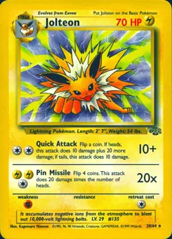 JOLTEON 20/64 RARE JUNGLE POKEMON UNLIMITED MP - Image 1