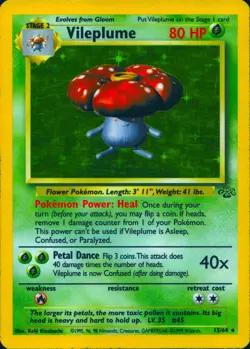 VILEPLUME 15/64 HOLO RARE JUNGLE POKEMON UNLIMITED HOLO MP - Image 1