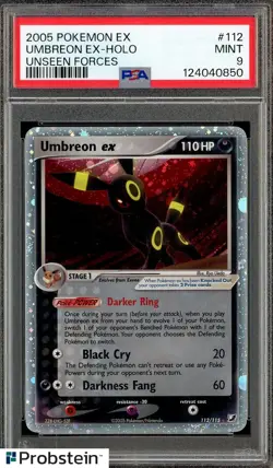 2005 Pokemon Ex Unseen Forces #112 Umbreon Holo PSA 9 MINT - Image 1