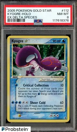 2005 Pokemon Gold Star Ex Delta Species #112 Kyogre Holo PSA 8 NM-MT - Image 1