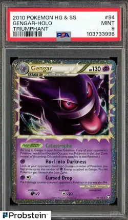 2010 Pokemon HG & SS Triumphant #94 Gengar Holo PSA 9 MINT - Image 1