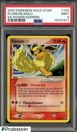 2007 Pokemon Gold Star Ex Power Keepers #100 Flareon Holo PSA 9 MINT - Image 1