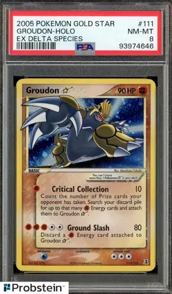 2005 Pokemon Gold Star Ex Delta Species #111 Groudon Holo PSA 8 NM-MT - Image 1