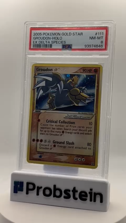 2005 Pokemon Gold Star Ex Delta Species #111 Groudon Holo PSA 8 NM-MT - Image 2