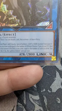 A Bao A Qu, the Lightless Shadow 1st Edition Secret Rare SUDA-EN049 Yu-Gi-Oh! - Image 3