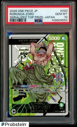 2026 One Piece Japanese Serialized Top PrIze Japan #020 Roronoa Zoro PSA 10 - Image 1