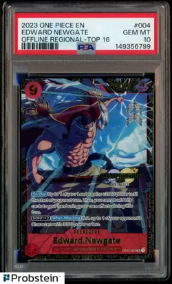 2023 ONE PIECE PROMOS OFFLINE REGIONAL-TOP 16 #004 EDWARD NEWGATE PSA 10 - Image 1