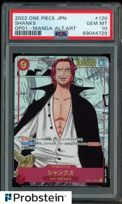 2022 One Piece OP01 Japanese Manga Alternate Art #120 Shanks PSA 10 GEM MINT - Image 1
