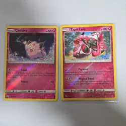 ✨ pink fairy Pokemon TCG Hidden Fates Card Lot Clefairy & Tapu Lele 2x ✨ - Image 1