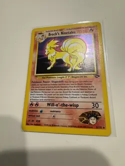 Brock's Ninetales 3/132 WOTC Gym Challenge Unlimited Holo Pokemon Card LP - Image 1