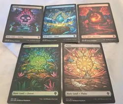 MTG Magic the Gathering Dominaria United Full Art Foil Stained Glass Land Set - Image 1