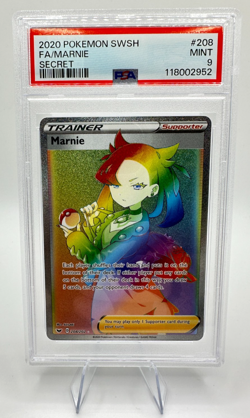 2020 Pokemon Sword & Shield Base Marnie #208 | SECRET RAINBOW | FULL ART | PSA 9 - Image 1