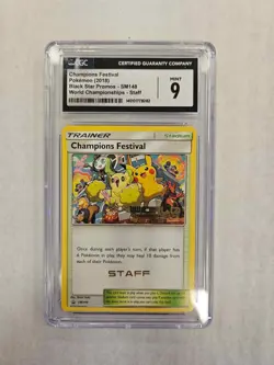 Pokemon Champions Festival 2018 SM148 Worlds STAFF PROMO CGC 9 (B) - Image 1