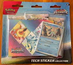 POKEMON PRISMATIC EVOLUTIONS TECH STICKER COLLECTION 3 BOOSTERS 1 GLACEON FOIL - Image 1