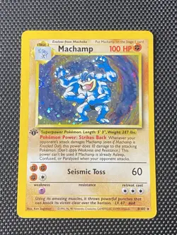 Pokemon Vintage Swirl COSMOS Holo Machamp 1st Edition CD-ROM Promo 8/102 WoTC - Image 1