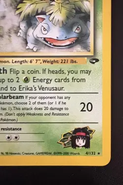 2000 Pokemon Erika’s Venusaur Holo Gym Challenge 4/132 - Image 4