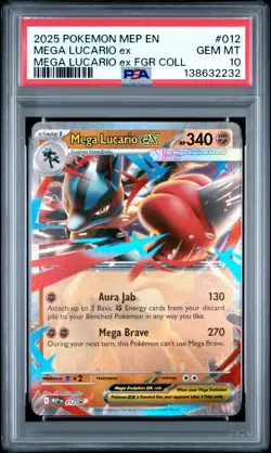 2025 POKEMON MEP EN-ME BLACK STAR PROMO #012 MEGA LUCARIO EX PSA 10 - Image 1