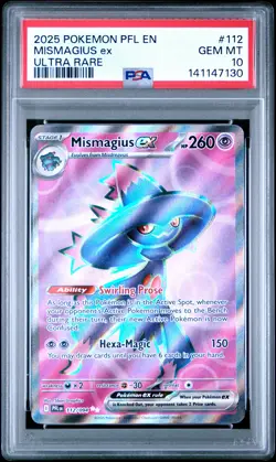 2025 POKEMON PFL EN-PHANTASMAL FLAMES ULTRA RARE #112 MISMAGIUS EX PSA 10 - Image 1