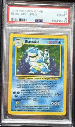 Pokemon Blastoise Base Set Holo Rare #002/102 100 HP PSA 6 English 1999 - Image 1