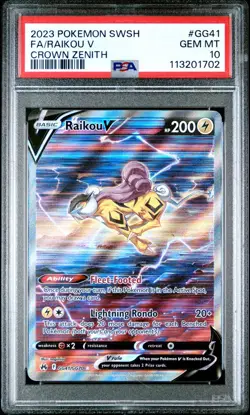 2023 Pokemon Raikou V - Crown Zenith: Galarian Gallery - GG41/GG70 - PSA 10 - Image 3
