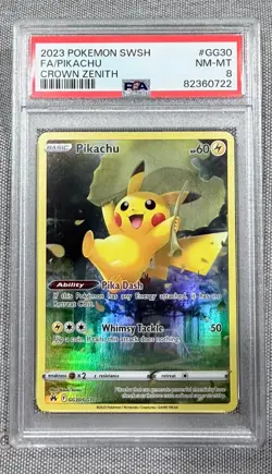 Pikachu #GG30 Pokemon Sword And Shield Crown Zenith PSA 8 NM-MT - Image 1