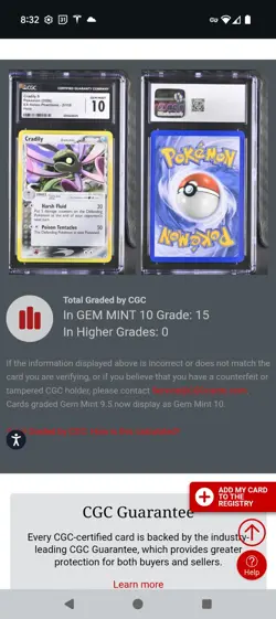 (TOP POP 15) 2006 Pokemon Ex Holon Phantoms 2/110 Cradily δ Holo CGC 10 GEM MINT - Image 5