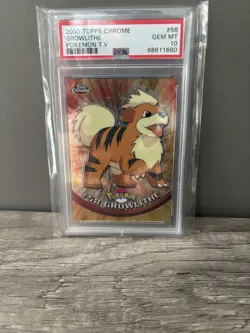 2000 Topps Chrome Pokemon TV #58 Growlithe PSA 10 GEM MINT - Image 1