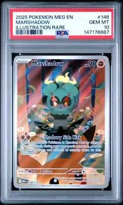 2025 Pokemon Mega Evolutions Marshadow Illustration Rare #146 PSA 10 - Image 1