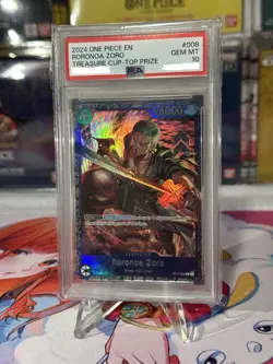 2024 ONE PIECE PROMOS TREASURE CUP-TOP PRIZE #008 RORONOA ZORO PSA 10 - Image 2