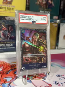 2024 ONE PIECE PROMOS TREASURE CUP-TOP PRIZE #008 RORONOA ZORO PSA 10 - Image 3