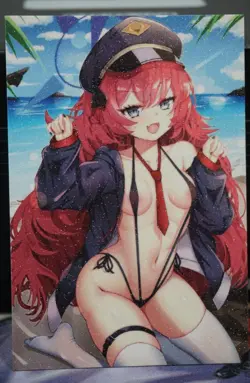 Iroha Natsume Swimsuit Blue Archive Sexy Waifu Textured Custom Card - Image 1