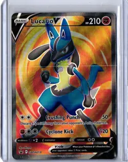 Lucario V SWSH213 BLACK STAR PROMO HOLO FULL ART Pokemon TCG Card Free Shipping - Image 1