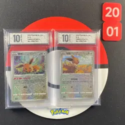 2pcs Pokemon Chinese TCG card Eevee CBB2C-01 08/15 07/15 Grade10 - Image 1