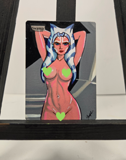 MTG, Swamp, Alter Ahsoka Tano Star Wars, Waifu Hand Painted by BAZAYO 18+ - Image 1