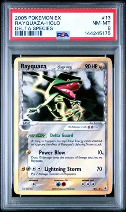 2005 POKEMON EX DELTA SPECIES #13 RAYQUAZA-HOLO PSA 8 - Image 1