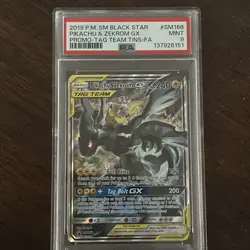 PSA 9 MINT Pikachu & Zekrom GX Pokemon TCG Black Star Promo SM168 Tag Team - Image 3