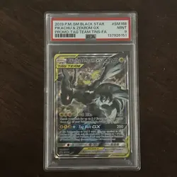 PSA 9 MINT Pikachu & Zekrom GX Pokemon TCG Black Star Promo SM168 Tag Team - Image 4