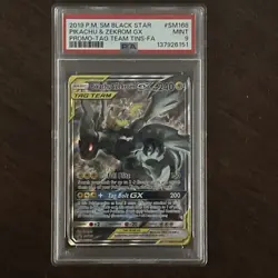 PSA 9 MINT Pikachu & Zekrom GX Pokemon TCG Black Star Promo SM168 Tag Team - Image 5
