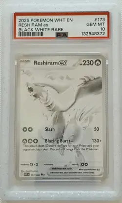 2025 Pokemon White Flare Reshiram ex 173/086 Black White Rare PSA 10 - Image 1